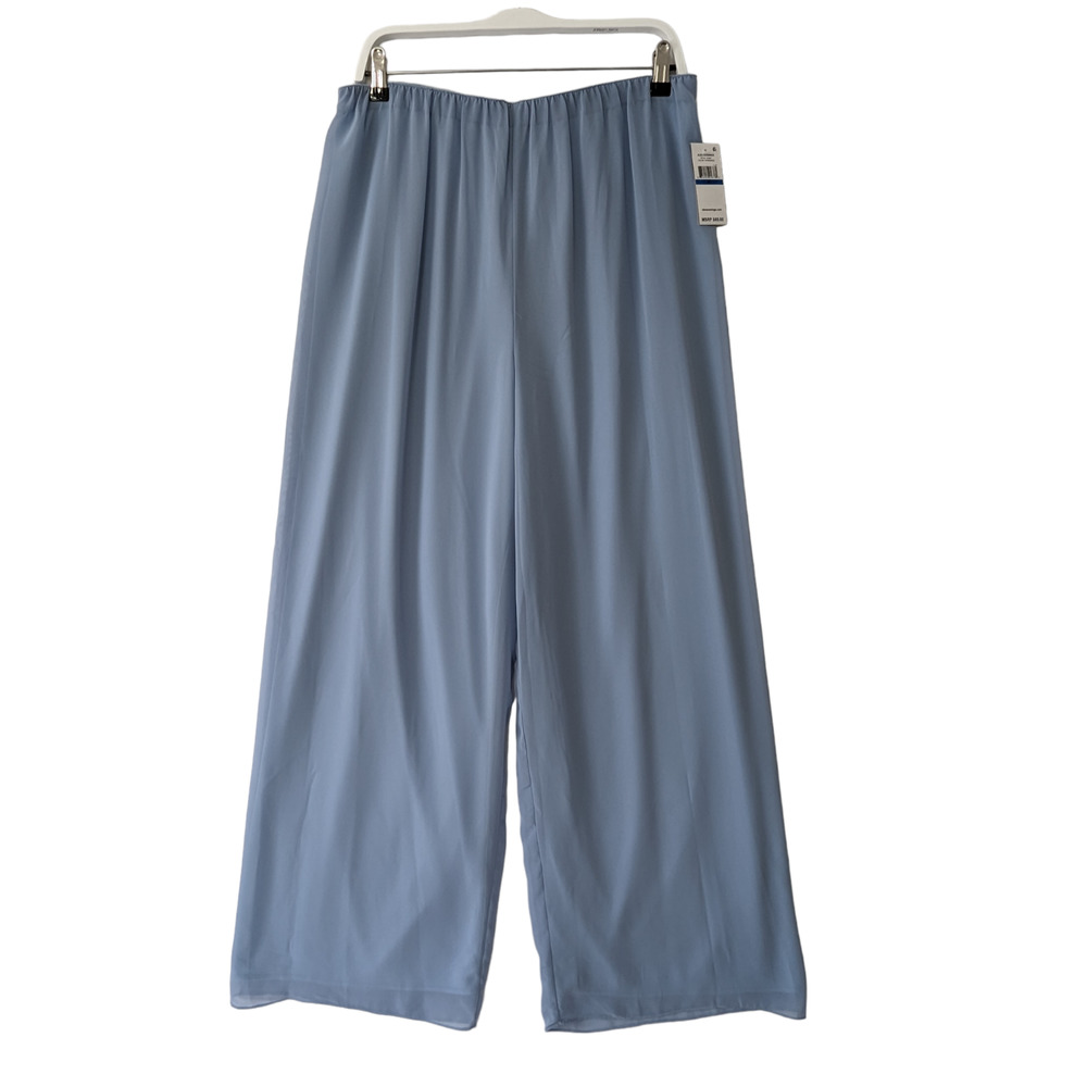 Alex Evenings Chiffon Pants Hydrangea Blue Womens Wide Leg Dressy Size XL Lined